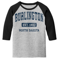 Burlington North Dakota Nd Vintage Athletic Sports Design Youth 3/4 Sleeve | Artistshot