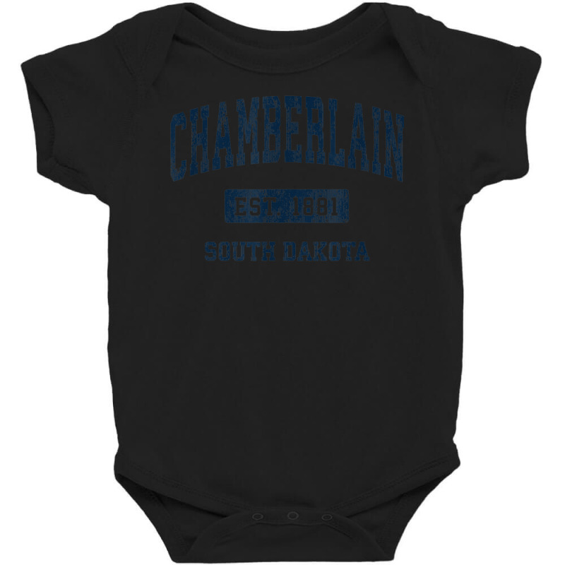 Chamberlain South Dakota Sd Vintage Athletic Sports Design Baby Bodysuit by Dapper | Artistshot