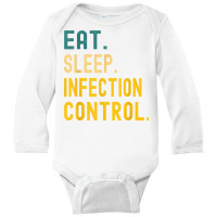 Vintage Retro Sunset Eat Sleep Infection Control T Shirt Long Sleeve Baby Bodysuit | Artistshot