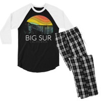 Big Sur California Beach Central Coast Retro Forest Camping T Shirt Men's 3/4 Sleeve Pajama Set | Artistshot