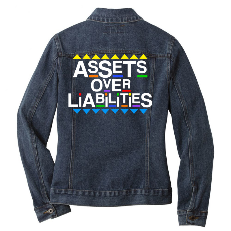 Assets Over Liabilities Accountant 80's 90's Style Pullover Hoodie Ladies Denim Jacket by chicoavsmaydav | Artistshot