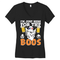 Im Just Here For The Boos Halloween Ghost Drink Beer Costume Women's V-neck T-shirt | Artistshot