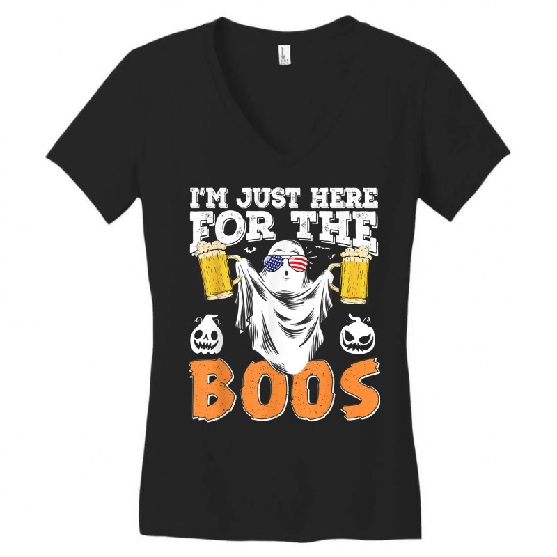 Im Just Here For The Boos Halloween Ghost Drink Beer Costume Women's V-Neck T-Shirt by Stunner | Artistshot