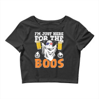 Im Just Here For The Boos Halloween Ghost Drink Beer Costume Crop Top | Artistshot