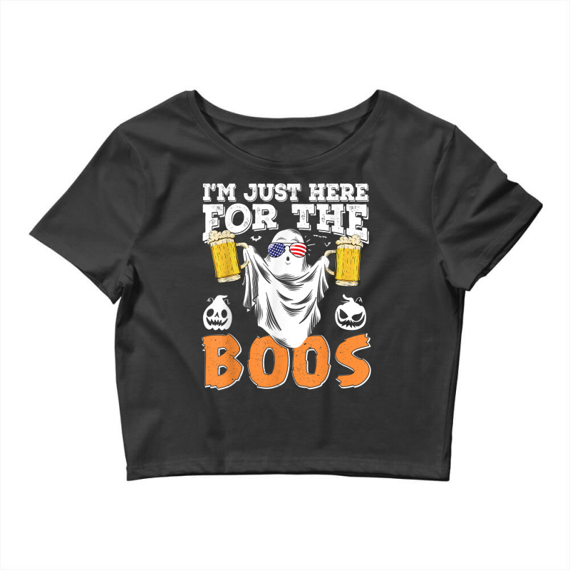 Im Just Here For The Boos Halloween Ghost Drink Beer Costume Crop Top by Stunner | Artistshot