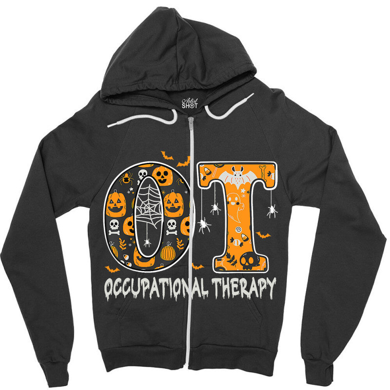 Ot Occupational Therapy Therapist Halloween Ota Spooky Zipper Hoodie | Artistshot