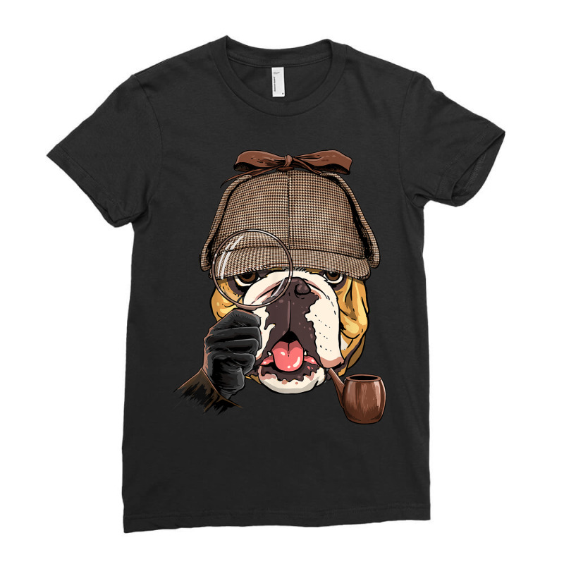 Detective American Bulldog Spy Investigator Bulldog Lover Ladies Fitted T-Shirt by Carnations | Artistshot