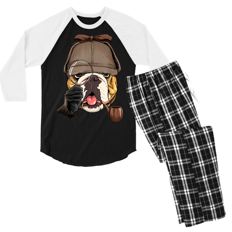 Detective American Bulldog Spy Investigator Bulldog Lover Men's 3/4 Sleeve Pajama Set by Carnations | Artistshot