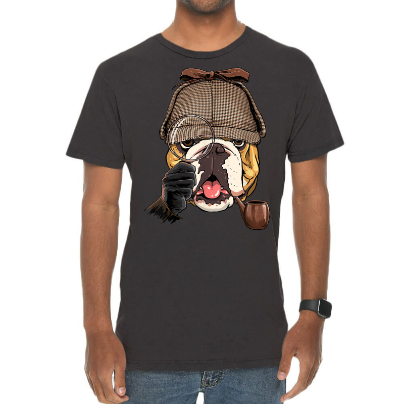 Detective American Bulldog Spy Investigator Bulldog Lover Vintage T-Shirt by Carnations | Artistshot