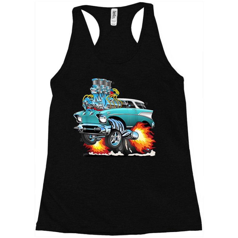 Funny Fifties Style Muscle Car Hot Rod Station Wagon Cartoon Racerback Tank by GuadalupeRosemarie | Artistshot