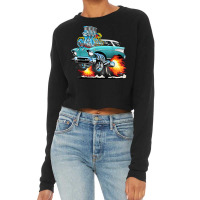 Funny Fifties Style Muscle Car Hot Rod Station Wagon Cartoon Cropped Sweater | Artistshot