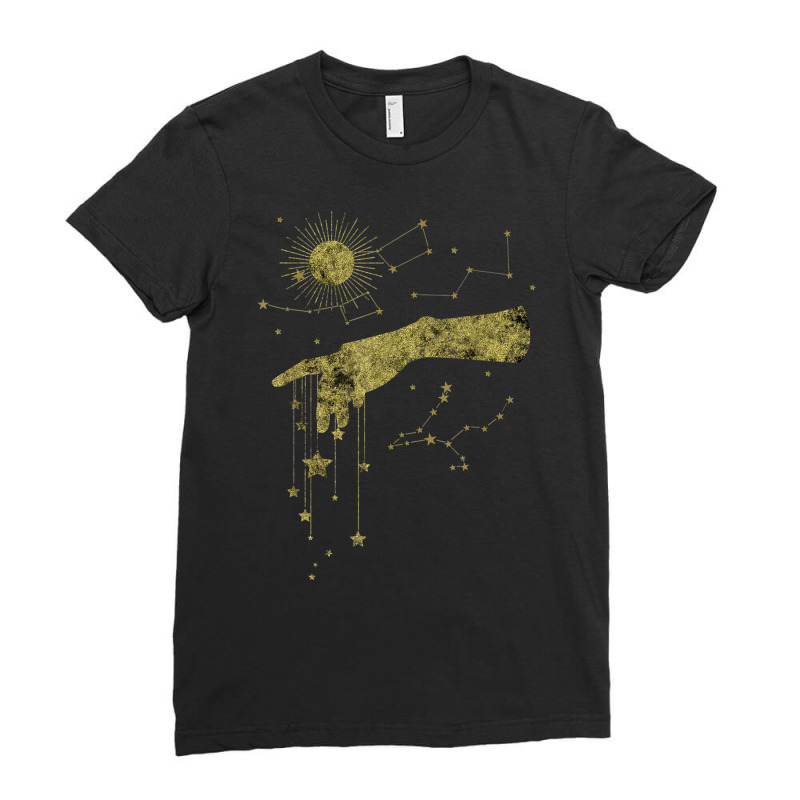 Gold Divine Hand, Celestial Magic, Stars And Space Galaxy T Shirt Ladies Fitted T-Shirt by cm-arts | Artistshot