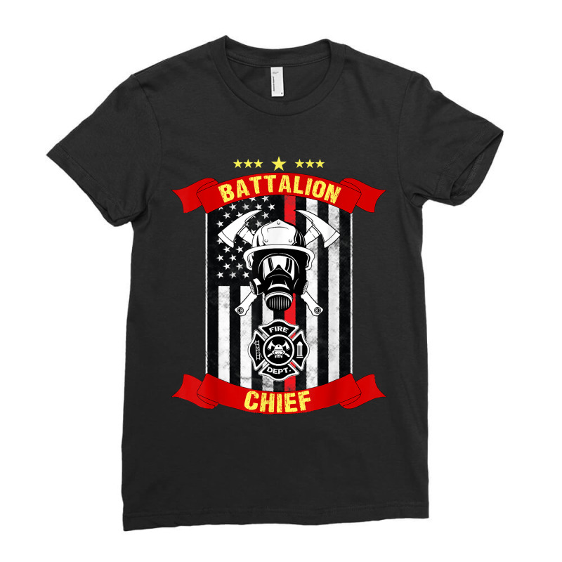 Battalion Chief American Firefighter Fireman Hero Design Ladies Fitted T-Shirt by KaydenLivingston | Artistshot