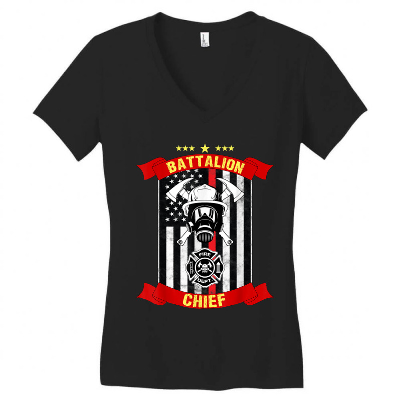 Battalion Chief American Firefighter Fireman Hero Design Women's V-Neck T-Shirt by KaydenLivingston | Artistshot