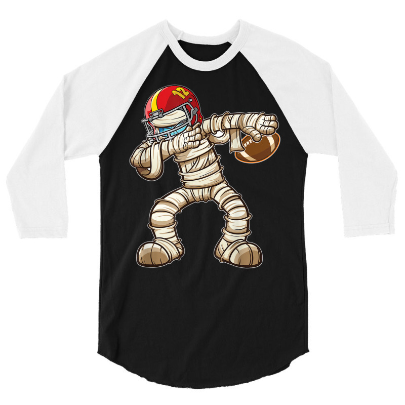 Dabbing Mummy Football Halloween Pumpkin Horor Dancing Party 3/4 Sleeve Shirt | Artistshot