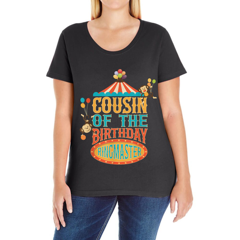 Cousin Of The Birthday Ringmaster Kids Circus Party B-day Ladies Curvy T-Shirt by ChristianLing | Artistshot