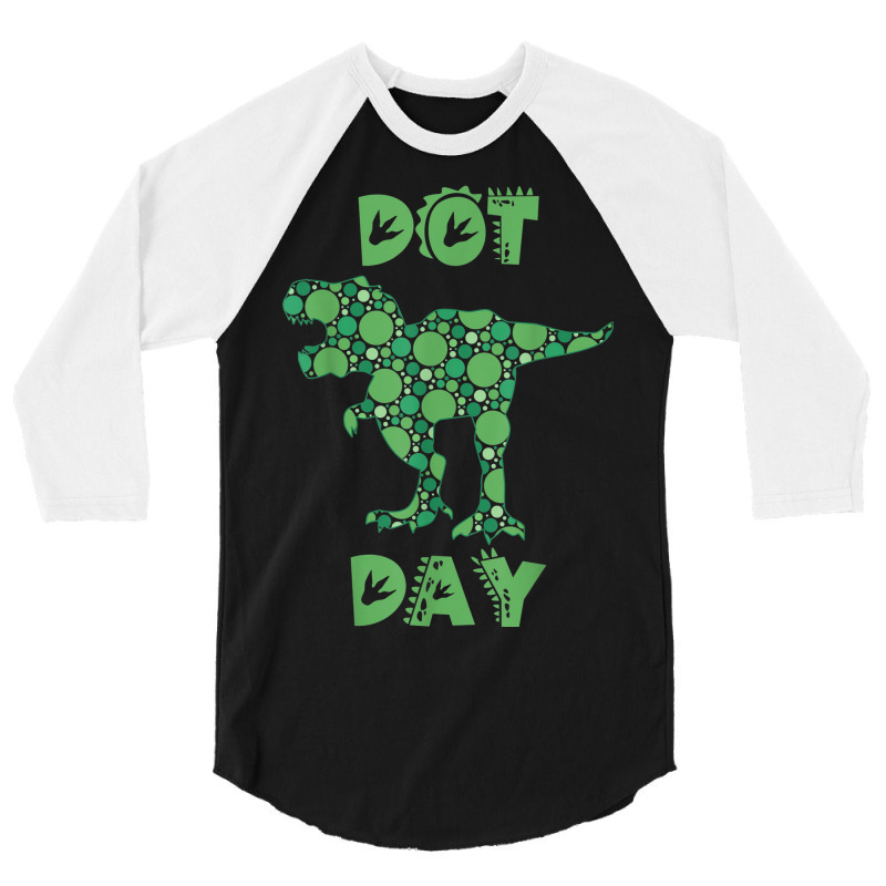 International Dot Day Green Polka Dot T Rex Dinosaur Kids 3/4 Sleeve Shirt by Prismatic | Artistshot