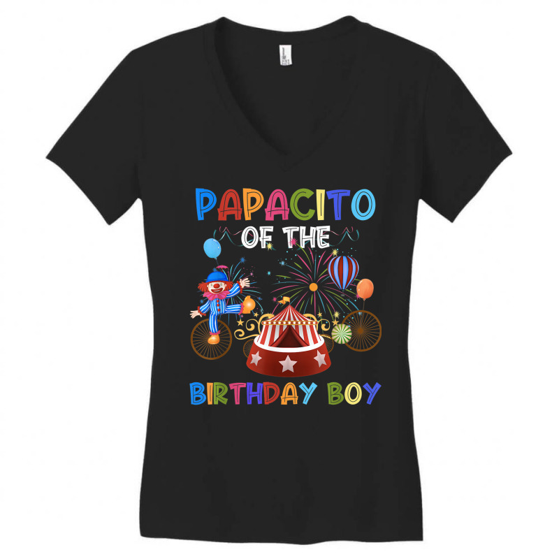 Papacito Of The Birthday Boy Ringmaster Circus Birthday Women's V-Neck T-Shirt by Color | Artistshot