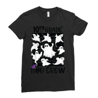 10th Grade Boo Crew Teacher Student Team Spooky Babe Ghost Ladies Fitted T-shirt | Artistshot