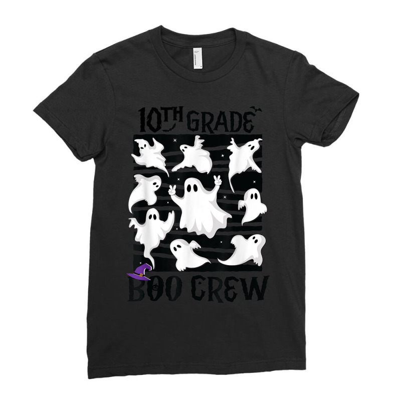 10th Grade Boo Crew Teacher Student Team Spooky Babe Ghost Ladies Fitted T-Shirt by Posh | Artistshot