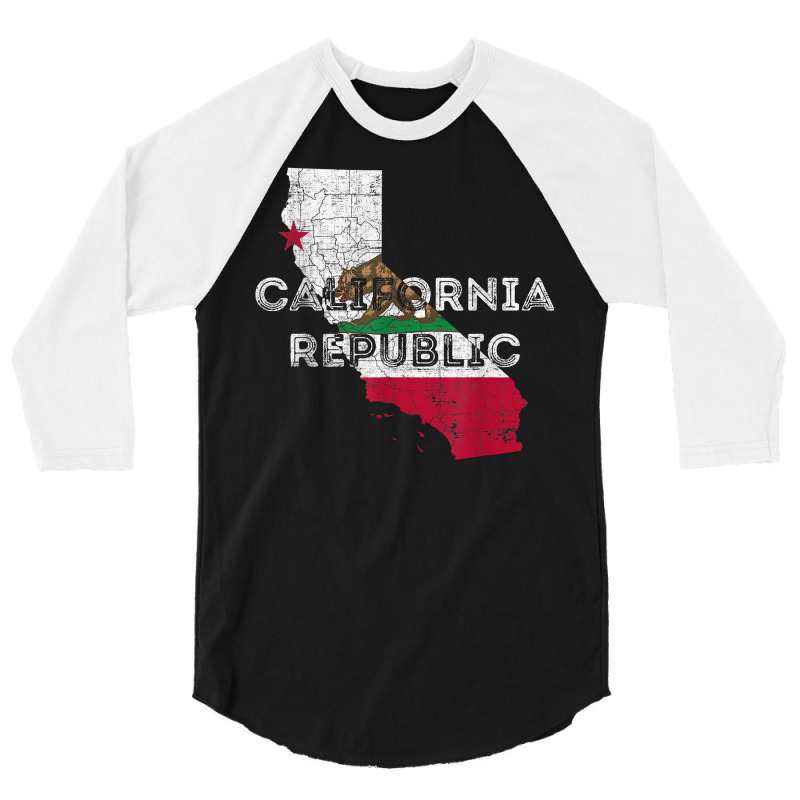 Californian Map And Flag Souvenir   Distressed California T Shirt 3/4 Sleeve Shirt | Artistshot