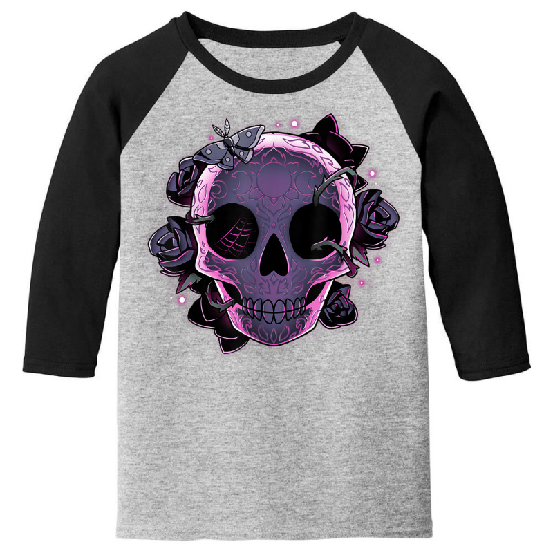 Memento Mori Shirt Men Spooky Beauty Flowers Skull Halloween Youth 3/4 Sleeve | Artistshot