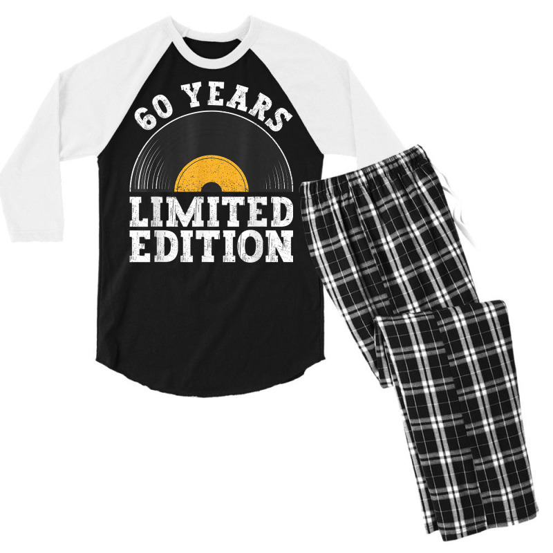 60 Years Limited Edition   Vinyl Records 60th Birthday Men's 3/4 Sleeve Pajama Set by Uniform | Artistshot