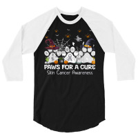 Paws For A Cure Skin Cancer Awareness Halloween 3/4 Sleeve Shirt | Artistshot