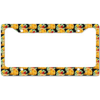 Cat Surfing Pizza In Cool Samurai Style License Plate Frame | Artistshot