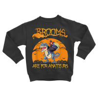 Brooms Are For Amateurs Halloween Witch Riding Dinosaur Toddler Sweatshirt | Artistshot