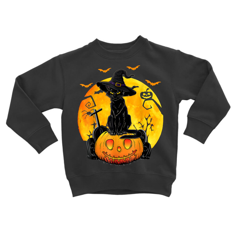 Halloween Costume Black Cat Pumpkin Spooky Season Toddler Sweatshirt by Enviable | Artistshot