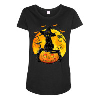 Halloween Costume Black Cat Pumpkin Spooky Season Maternity Scoop Neck T-shirt | Artistshot