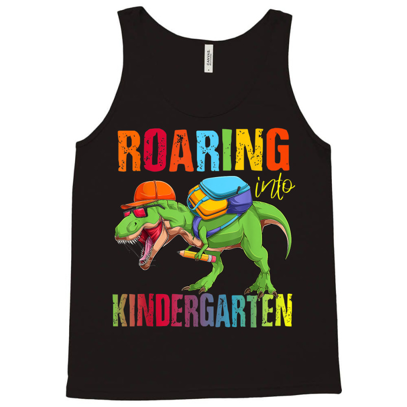 Roaring Into Kindergarten Dinosaur Back To School Boys Tank Top | Artistshot