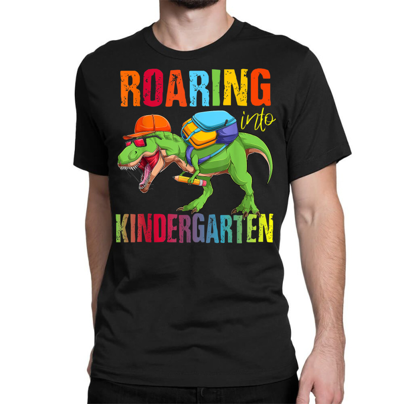 Roaring Into Kindergarten Dinosaur Back To School Boys Classic T-shirt | Artistshot