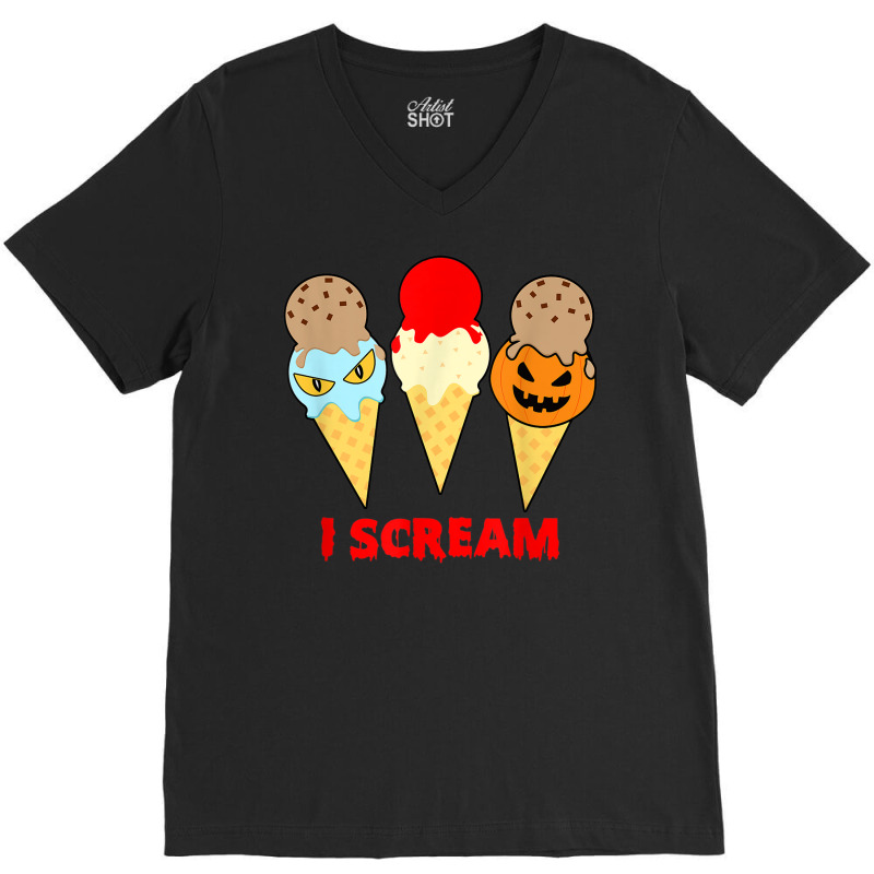 Womens Scary Spooky Halloween Scream Design V-Neck Tee by Renew | Artistshot