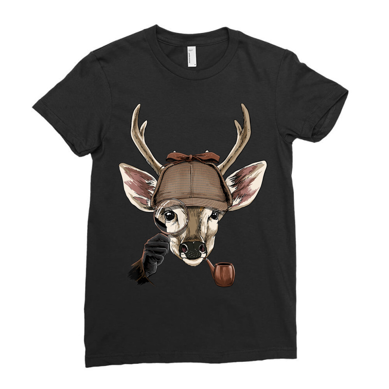 Detective Deer Spy Inspector Private Investigator Deer Lover Ladies Fitted T-Shirt by Dapper | Artistshot