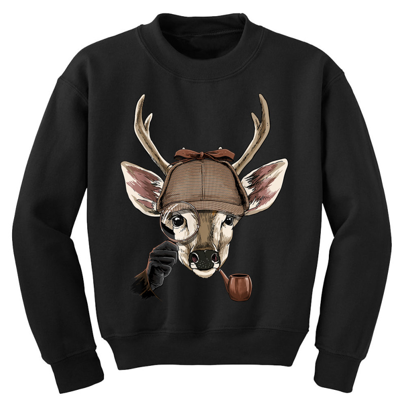 Detective Deer Spy Inspector Private Investigator Deer Lover Youth Sweatshirt by Dapper | Artistshot