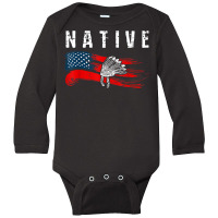 Native American Flag Native Tribe Feather Pride Long Sleeve Baby Bodysuit | Artistshot