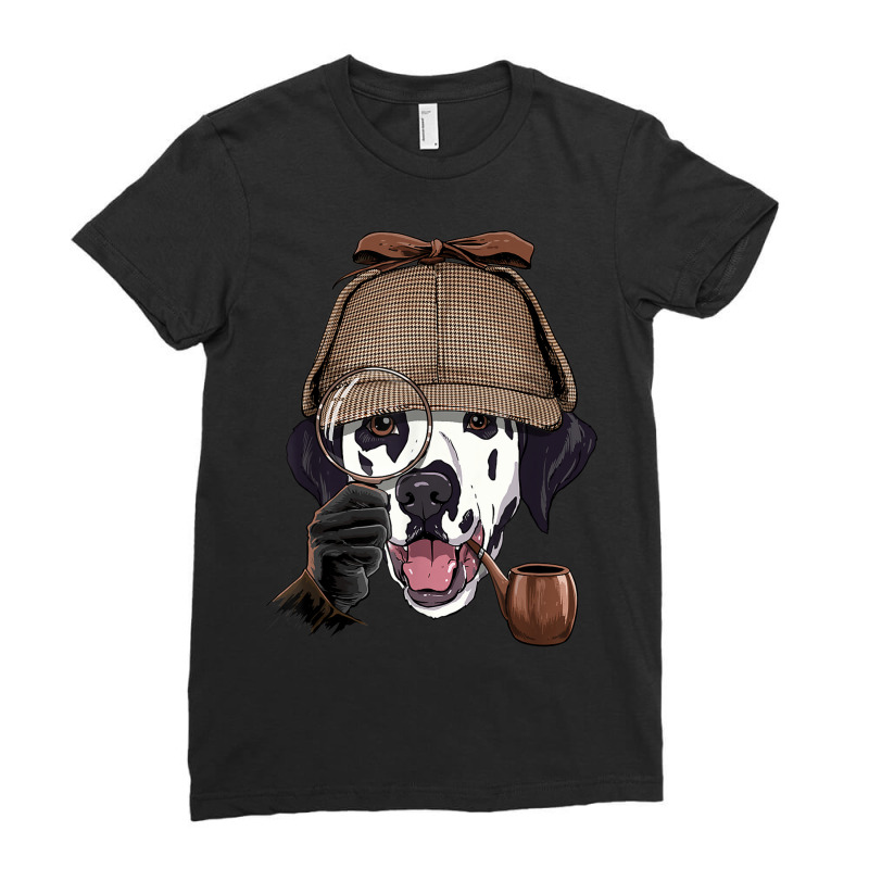 Detective Dalmatian Spy Investigator Carriage Dog Lover Ladies Fitted T-Shirt by Renew | Artistshot