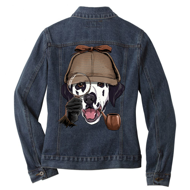 Detective Dalmatian Spy Investigator Carriage Dog Lover Ladies Denim Jacket by Renew | Artistshot