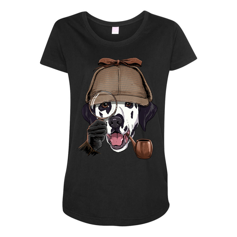 Detective Dalmatian Spy Investigator Carriage Dog Lover Maternity Scoop Neck T-shirt by Renew | Artistshot