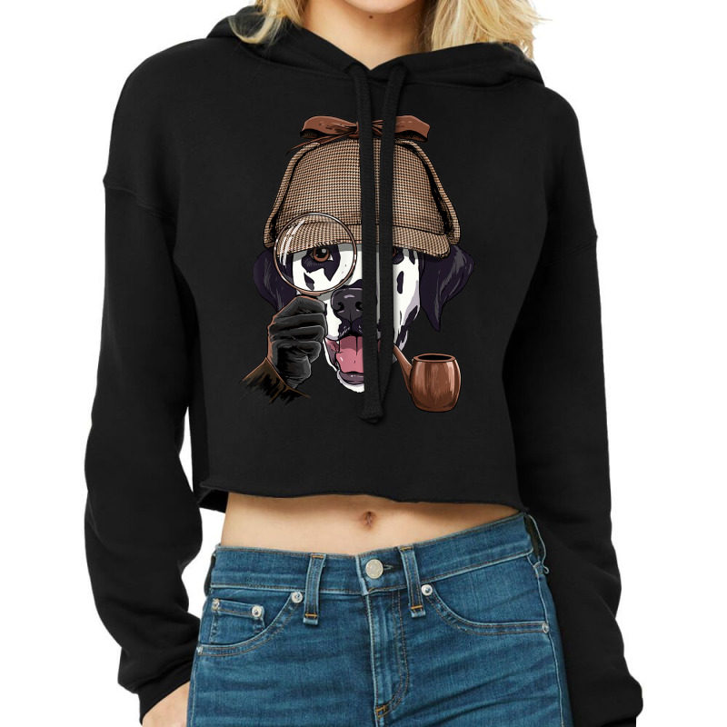 Detective Dalmatian Spy Investigator Carriage Dog Lover Cropped Hoodie by Renew | Artistshot