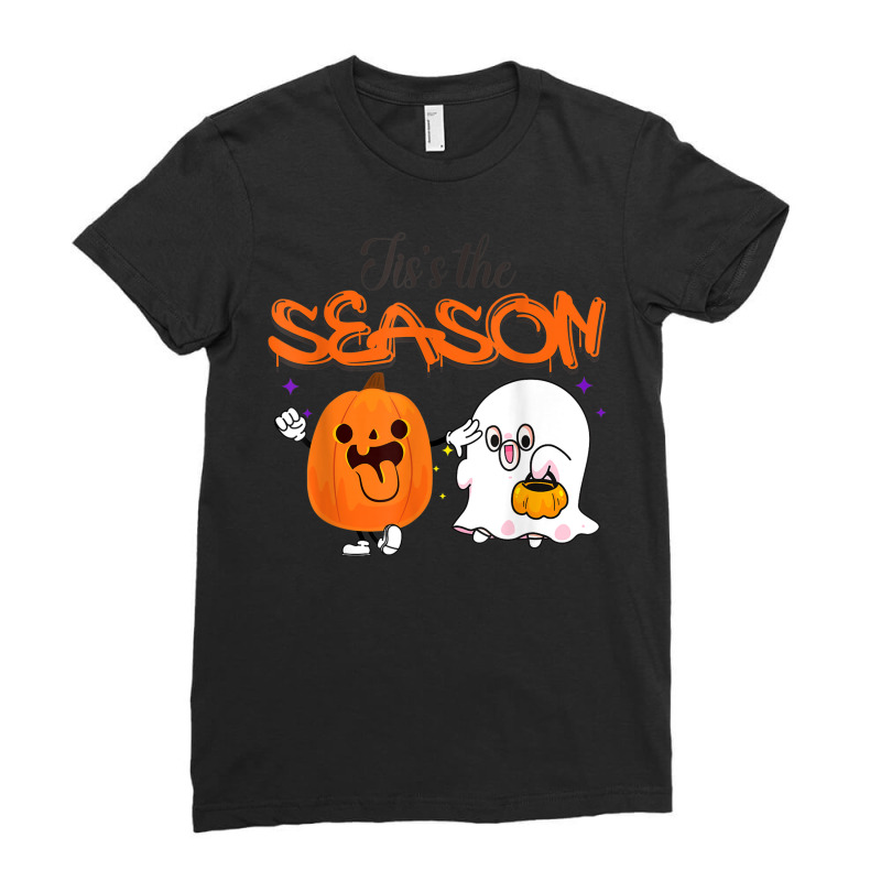 Tis's The Season Retro Halloween Ghost Pumpkin Spooky Season Ladies Fitted T-Shirt by Fashonus | Artistshot