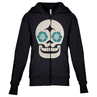 Vintage Sugar Skull Hand Illustration Minmalist Calavera Youth Zipper Hoodie | Artistshot