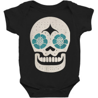 Vintage Sugar Skull Hand Illustration Minmalist Calavera Baby Bodysuit | Artistshot