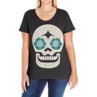 Vintage Sugar Skull Hand Illustration Minmalist Calavera Ladies Curvy T-shirt | Artistshot