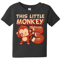 Kids This Little Monkey Is 3 Monkey Ape Animale 3rd Birthday Baby Tee | Artistshot