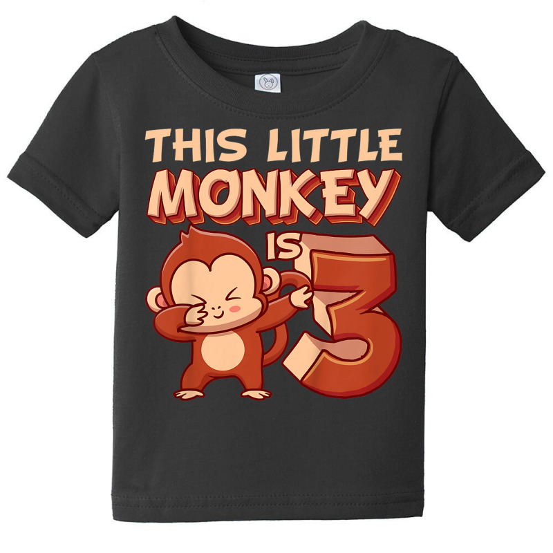 Kids This Little Monkey Is 3 Monkey Ape Animale 3rd Birthday Baby Tee by Lambent | Artistshot