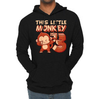 Kids This Little Monkey Is 3 Monkey Ape Animale 3rd Birthday Lightweight Hoodie | Artistshot