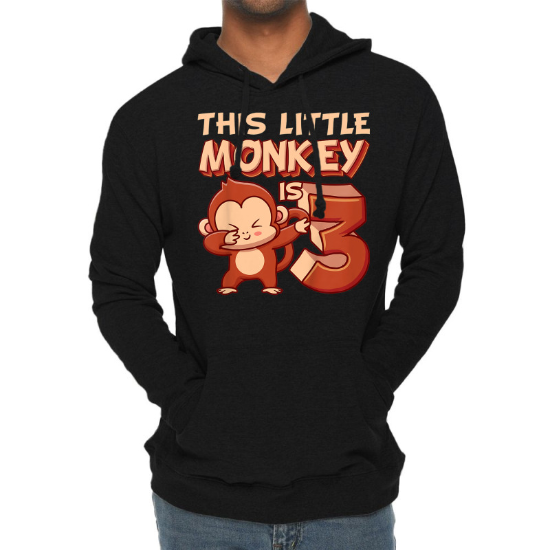 Kids This Little Monkey Is 3 Monkey Ape Animale 3rd Birthday Lightweight Hoodie by Lambent | Artistshot